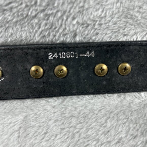 Nocona Belt Size 44 Black Silver Tone Concho's Vintage Leather Western Rodeo - Picture 5 of 8